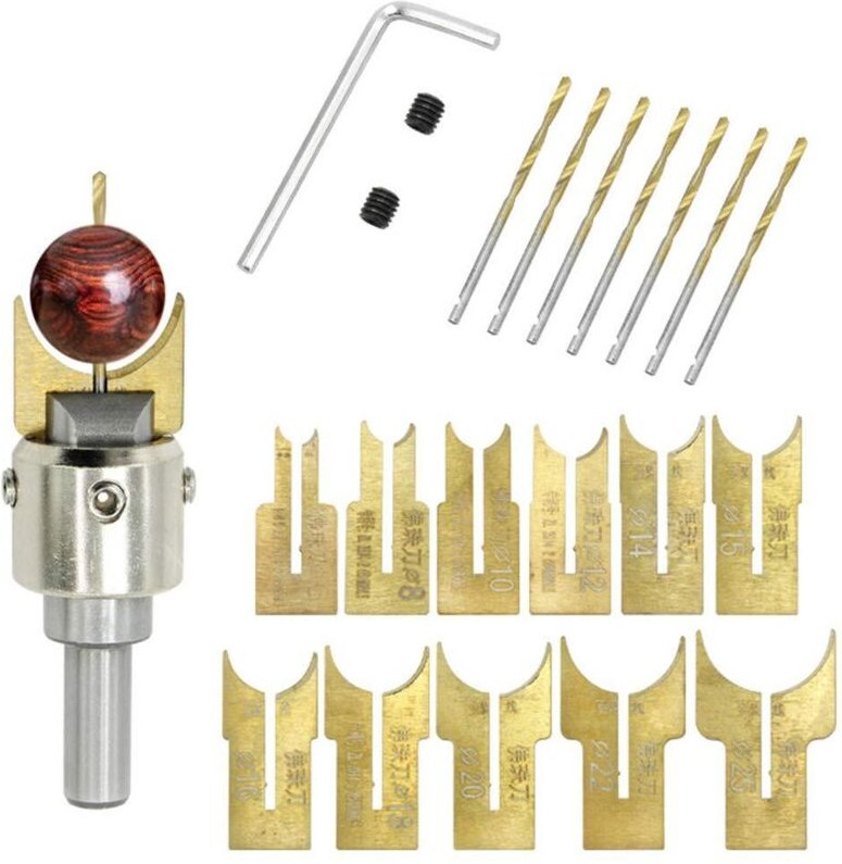 Wolframkarbid-Kugelwerkzeugset mit 6-25 mm Klinge für Holzbearbeitung, Perlenschneiden und andere Bastelarbeiten.