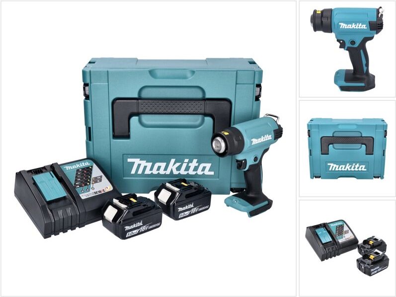 Dhg 180 rtj Akku Heißluftgebläse 18 v 550 °c + 2x Akku 5,0 Ah + Ladegerät + Makpac - Makita