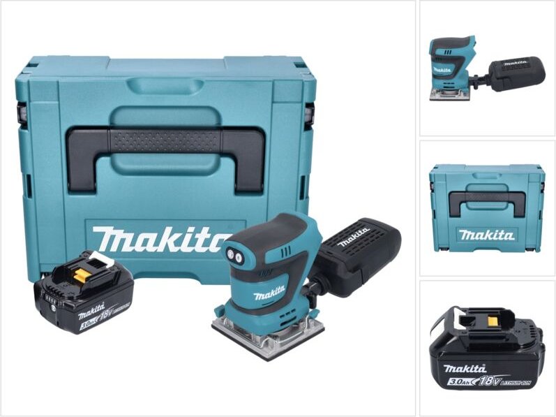 Dbo 484 F1J Akku Schwingschleifer 18 v 112 x 102 mm + 1x Akku 3,0 Ah + Makpac - ohne Ladegerät - Makita