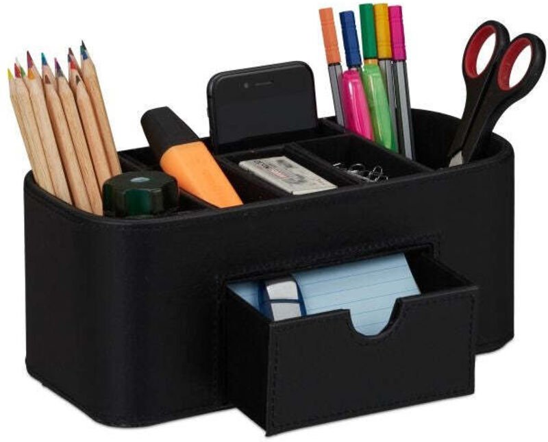 Faux leather desk organiser