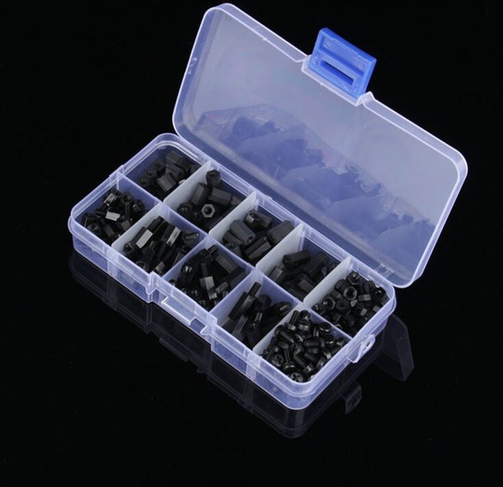 Sortimentssatz mit 300 M3-Nylon-Distanzstücken, Schrauben und Muttern, Reparaturwerkzeug für Sechskantmuttern vom Typ C