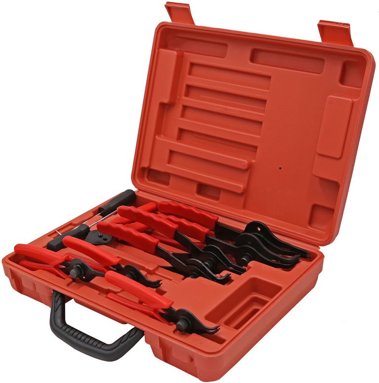 Sprengring Zange 11 teilig, 12,7-203 mm, Seegeringzange für Außenringe und Innenringe, Sicherungszangen Set im Koffer - ...