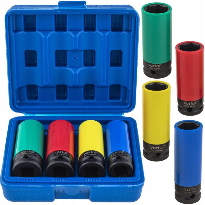 Schlagschrauben-Sockets 1/2 Zoll 17, 19, 21, 22 mm Cr-V