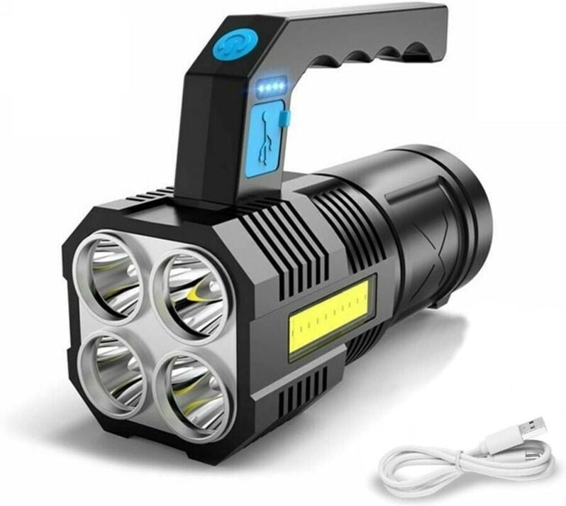 Tigrezy - Ultrastarke LED-Taschenlampe, wiederaufladbar, wasserdichte COB-Arbeitstaschenlampe und 4 Modi, tragbare Notfa...
