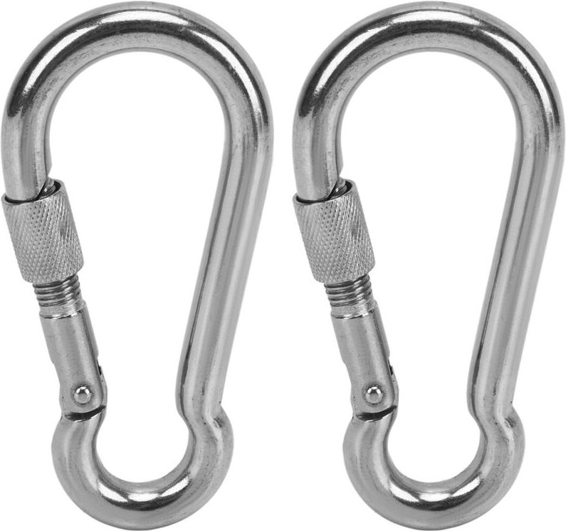 Set mit 2 Edelstahl-Verschlusskarabinern für Camping, Wandern, Hängematten, Hundeleinen und -geschirre (0,43 Zoll)