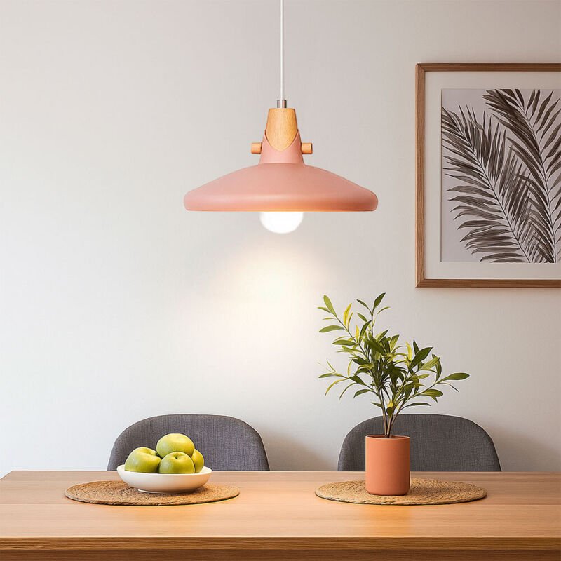 Nowa - Esszimmerleuchte pink Hängelampe Retro Hängeleuchte holzoptik rosa, led 7W 806Lm warmweiß, DxH 35x150 cm