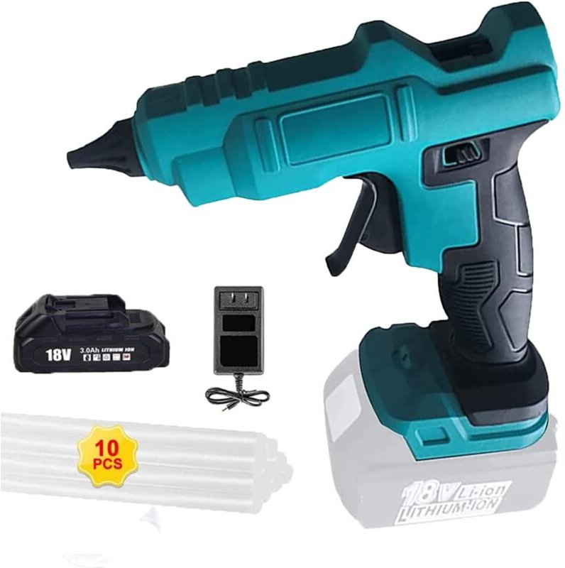 Klebepistole, Heißklebstoff elektrischer Auslöser Klebstoff Handwerk 10 Klebestifte + 3.0Ah Batterie + Schnellladegerät,...