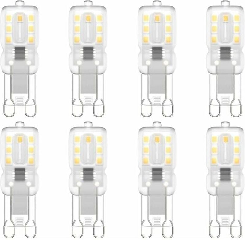 G9 LED-Lampe, G9 LED 220 V, natürliches Weiß, 3000 K, 3 W, entspricht 30 W Halogenlicht, 8er-Pack