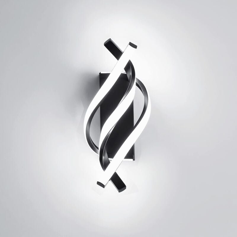 Wandleuchte Innen, led Moderne Wandlampe 16W Gebogenes Design, led Wandleuchten Innenbeleuchtung, 6000K Schwarz, für Sch...