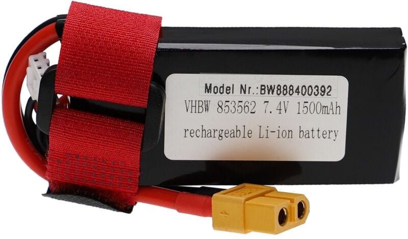 Vhbw - Akku kompatibel mit XT60 Stecker für Modellbau z.B. Racing Car, Helikopter, Flugzeug (1500mAh, 7,4V, Li-Polymer, ...