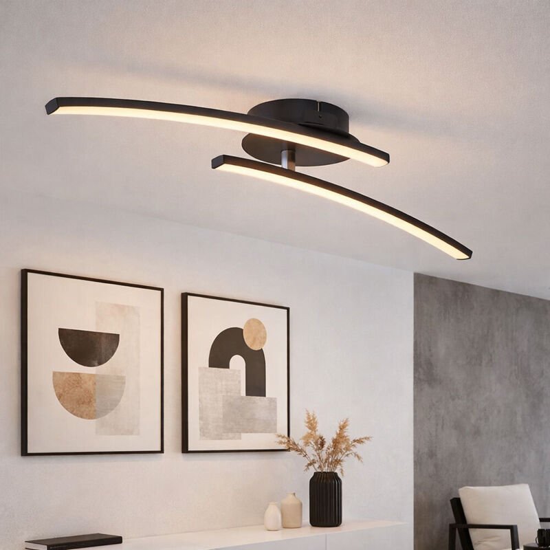 Led Deckenleuchte Modern Tageslicht Deckenleuchte Deckenlampe Wohnzimmer, schwarz-matt, Stab Design, 1x led 12W 1000Lm 3...