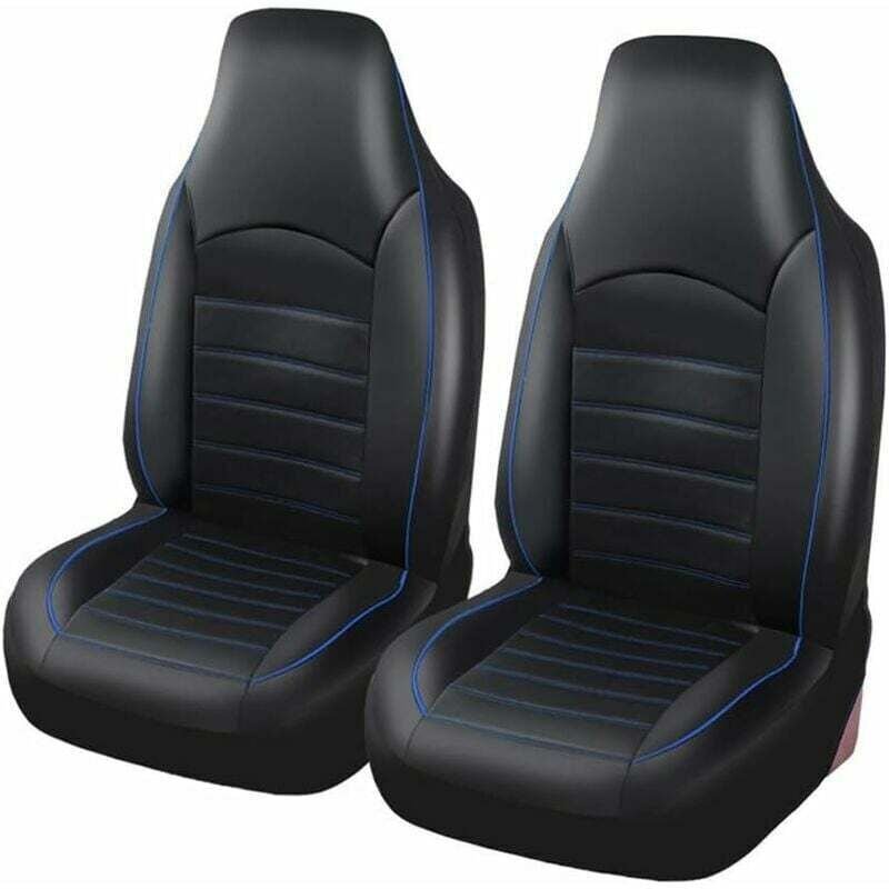 Thumbnail - Universal Autositzbezüge Kunstleder für 2 Sitze vorne Schwarz Blau, Auto Tuning Interieur