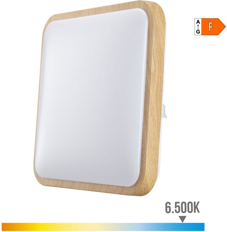 Wandleuchte Quadratische Oberfläche led 18w 1820lm 6400k 33x33x7cm Holz-Effekt - EDM