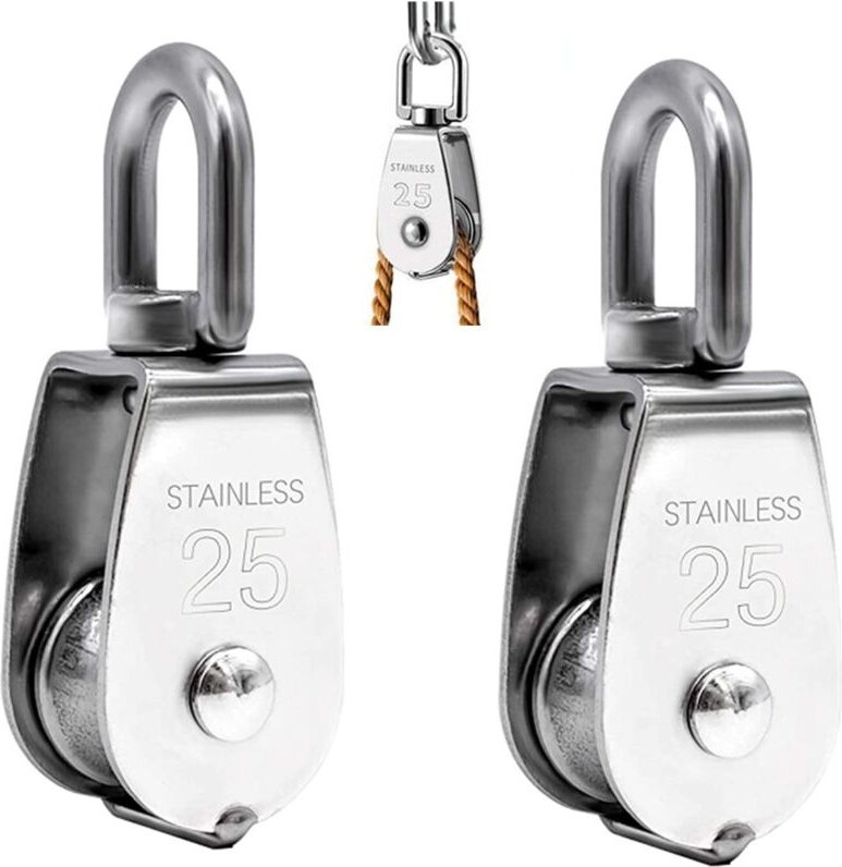 Lntyq Heberolle, Einzelrolle aus Edelstahl 304, M25, Einzelrolle, Tragkraft 150 kg, 2 Stück