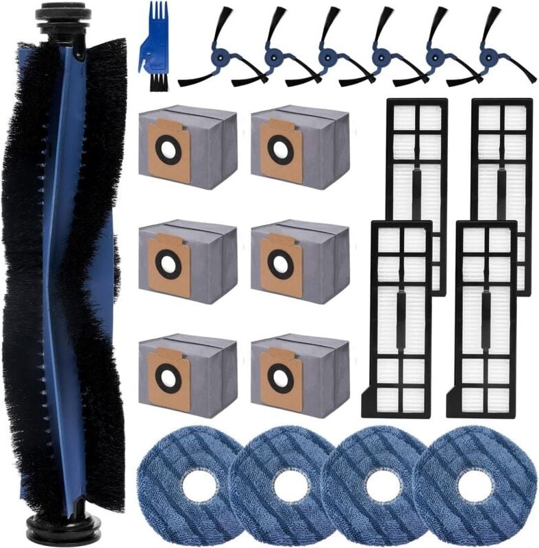 Zubehörset für Staubsauger Eufy X10 Pro Omni, 1 Hauptbürste, 6 Seitenbürsten, 4 HEPA-Filter, 4 Tücher, 6 Staubbeutel, Er...