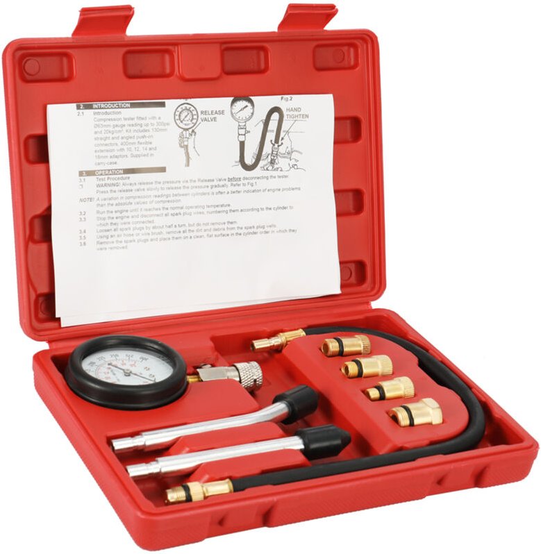 Lepmerk - 8-teiliges Benzinmotor-Kompressionstester, Zylinderkompressions-Benzinmotor-Set, Kfz-Werkzeuglehre für pkw, lk...