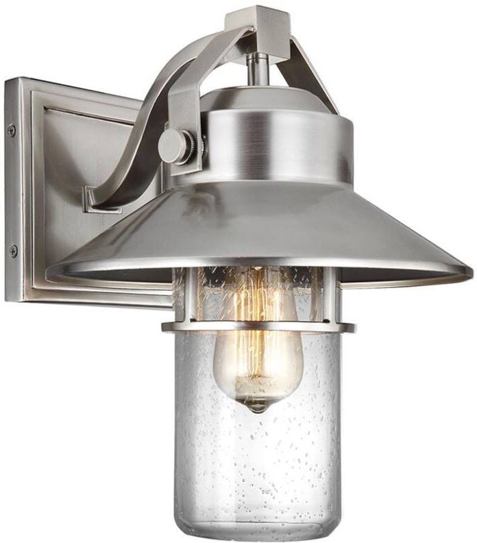 Außenleuchte Wandlampe gebürsteter Stahl h 32,8 cm Gartenlampe Hofleuchte IP44