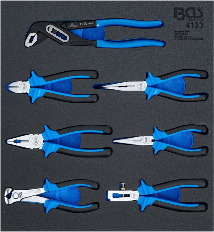 Bgs Technic - Werkstattwageneinlage 2/3: Zangen-Satz 7-tlg.