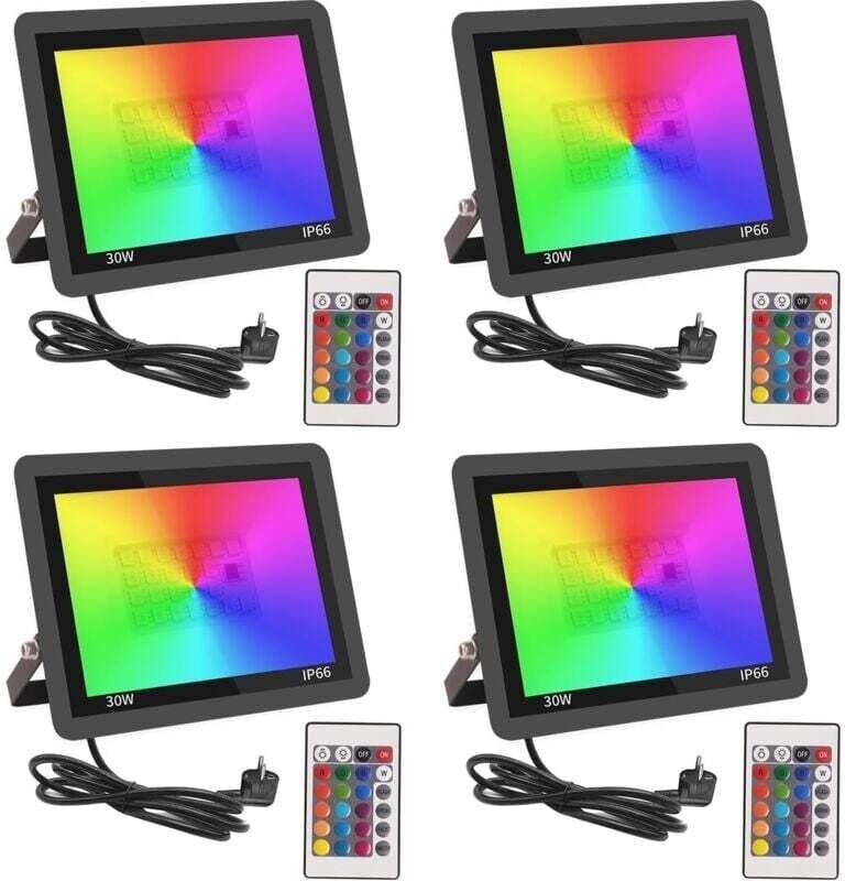 Foco led rgb para exteriores de 30 w, foco led de color con control remoto, 16 colores, 4 modos, iluminación de pared ex...