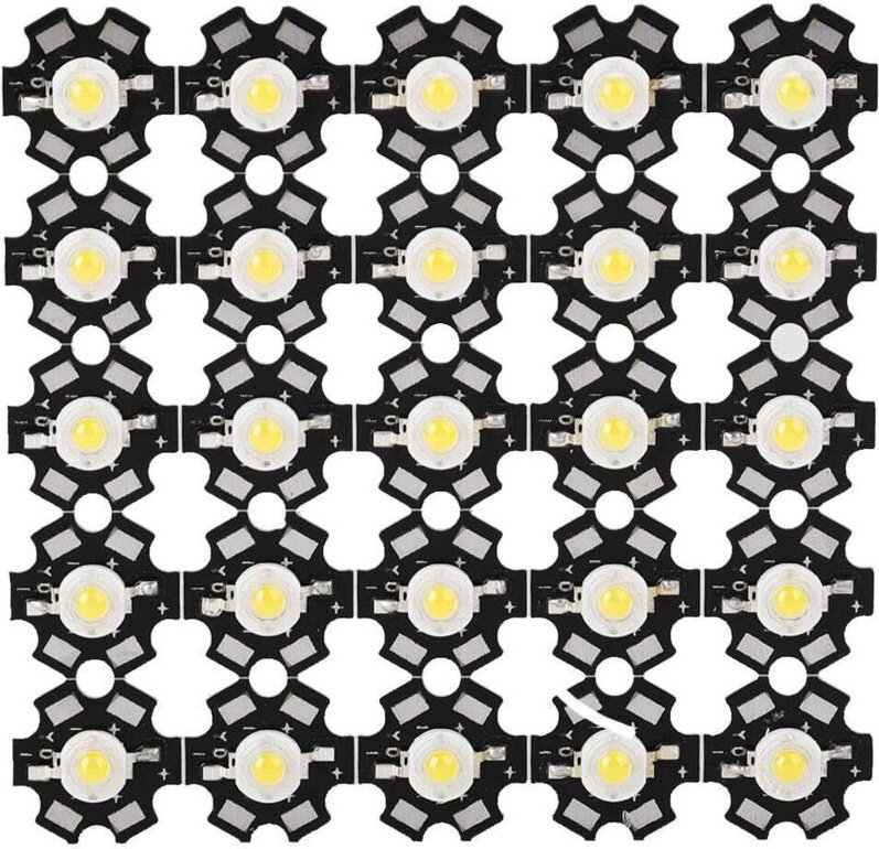 25er-Pack Hochleistungs-LEDs, 3-W-LED-Chip mit integrierter Lichtquelle, Projektorlampe, Weiß (10000–15000 K)