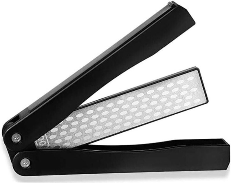 Doppelseitiger, klappbarer Diamantmesserschärfer, 400/600er Körnung, geeignet für Camping und Kochen im Freien