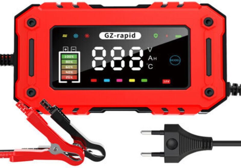 12V 6A Autobatterieladegerät 12V 6A 8A 10A 15A Bleiakkumulator-Ladegerät für LKWs und Motorräder, kompatibel mit Bleiakk...