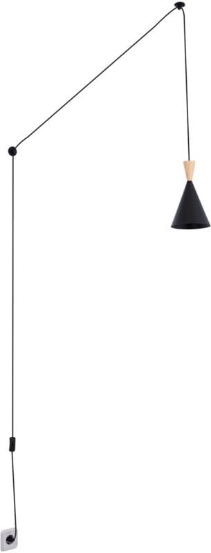 Skandi Pendelleuchte „Lima“ aus Metall und Holz mit Schalter und