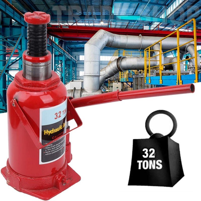 Trade Shop Traesio - Trade Shop - cric-sollevatore crick idraulico to bottiglia 32 t tonnella martinetto manuale -