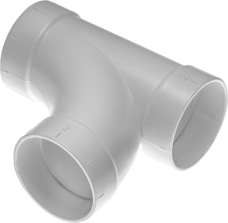 vhbw T-Stück Abzweiger kompatibel mit Zentral-Staubsaugeranlage, innen/innen/innen, 50.8mm Durchmesser / 2" Rundrohrsyst...