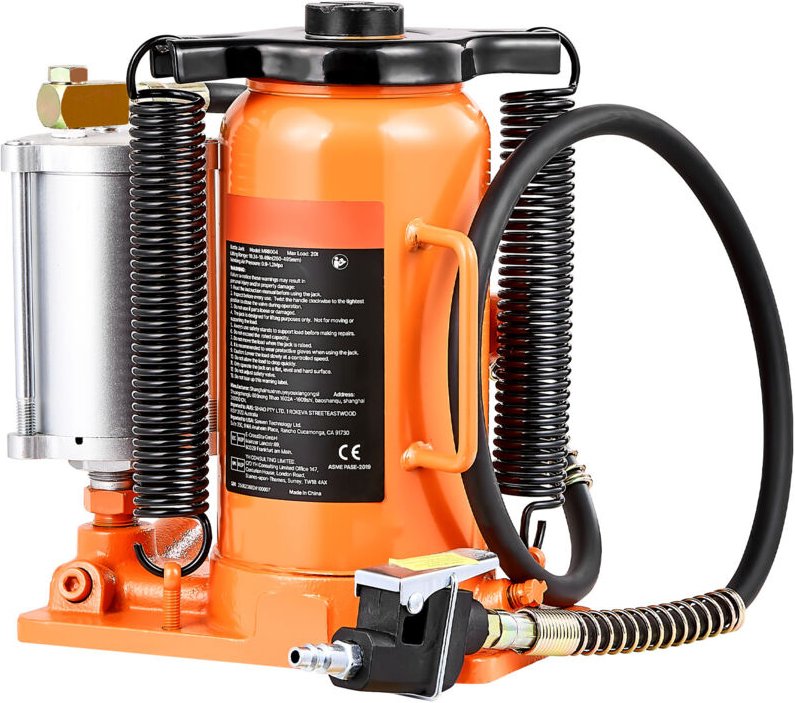 Mophorn Pneumatischer Flaschenwagenheber mit 20 t Kapazität, Hubbereich von 260–495 mm, lufthydraulischer und manueller ...