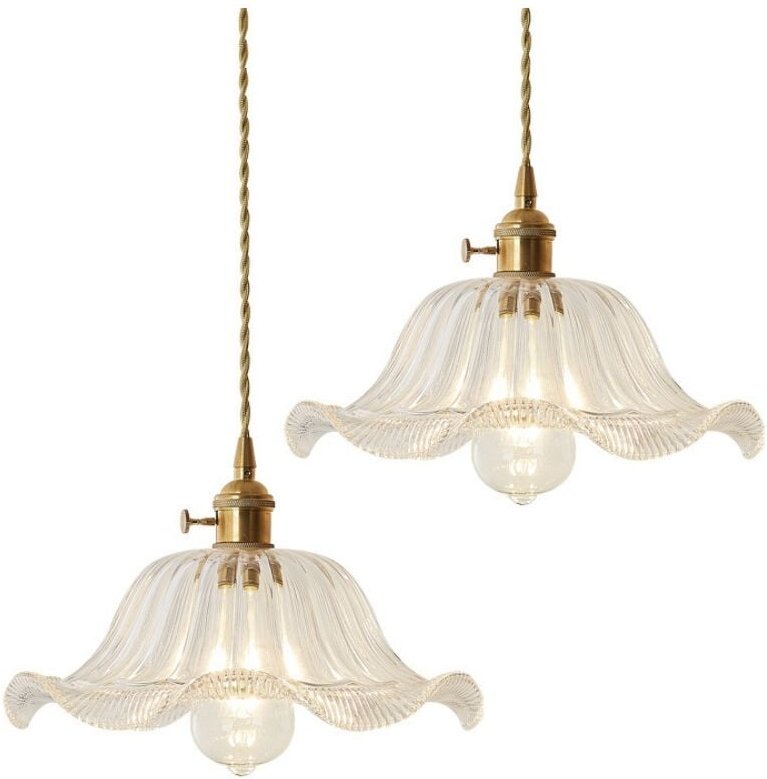 Retro Pendelleuchte Höhenverstellbare Innen Hängeleuchte Metall Glas Kronleuchter Transparent 2 Stücke