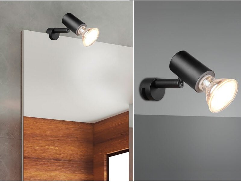 Trio Leuchten - led Badezimmerlampe dimmbar Schwarz, Spiegelklemmleuchte mit schwenkbarem Spot