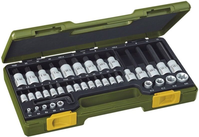 Proxxon - Spezialsatz für tx- und Innensechskantschrauben, 42-teilig. 1/4' +1/2'