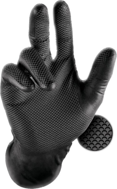 Nitrilhandschuhe schwarz - 50er Pack Größe 11 - Grippaz