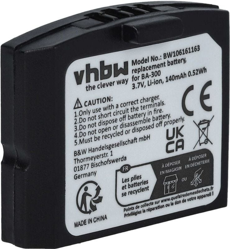 Vhbw - Akku Ersatz für Sennheiser BA300, BA-300, HC-BA300, 500898, 523306 für Wireless Headset Kopfhörer (140 mAh, 3,7 v...
