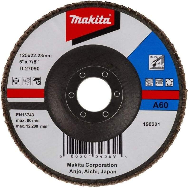 MAKITA D-27090 Aluminiumoxid-Fächerscheibe 125 mm G60