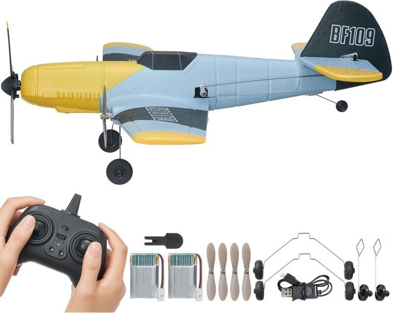 Mophorn RC-Flugzeug – 2,4 GHz, 3 Kanäle, 6-Achsen-Gyro, 2 Batterien, RC-Segelflugzeug im WWII-Stil, einfaches Fliegen fü...