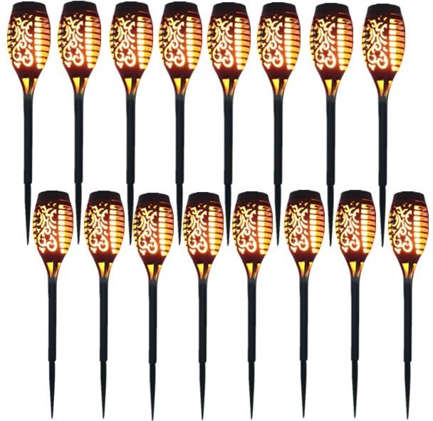 Solarlampen 12 led 54cm Flackerlicht Outdoor Gartendeko - 16er Pack