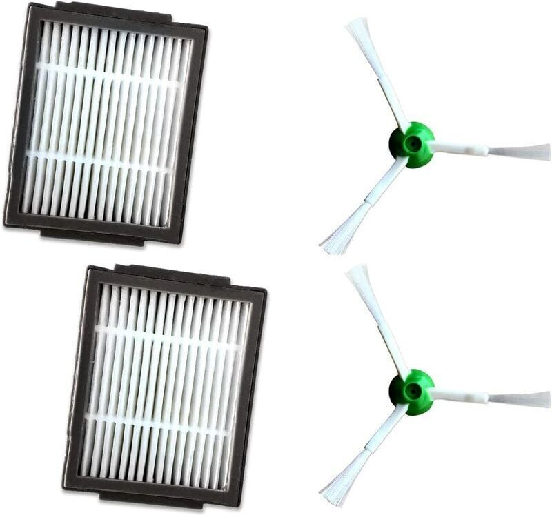 Ahlsen 4-teiliges Ersatzzubehör-Set für iRobot Roomba Serie i iRobot i7 E5 E6 Filter, Hauptbürste und Seitenbürste anpas...