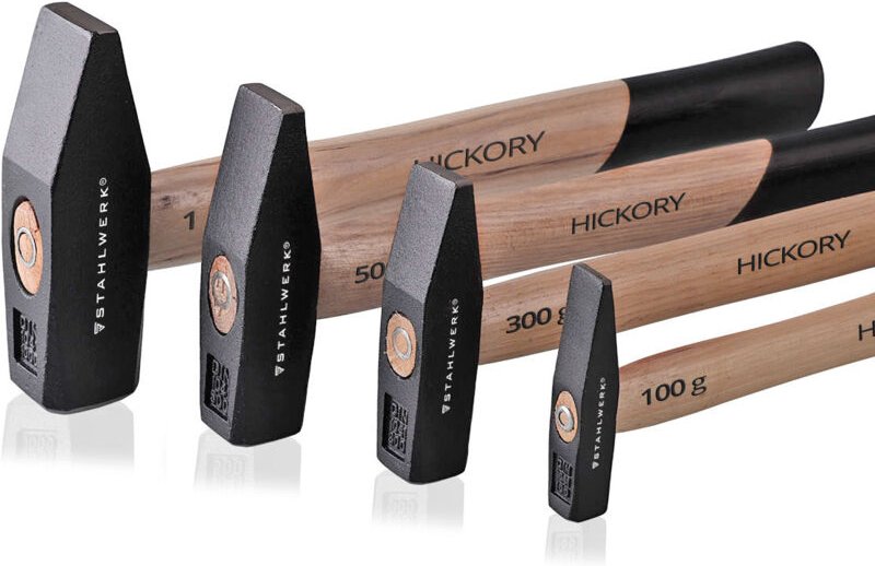 Stahlwerk - Schlosserhammer im Set 100 g 300 g 500 g 1000 g, Stahl, Hickory-Holz