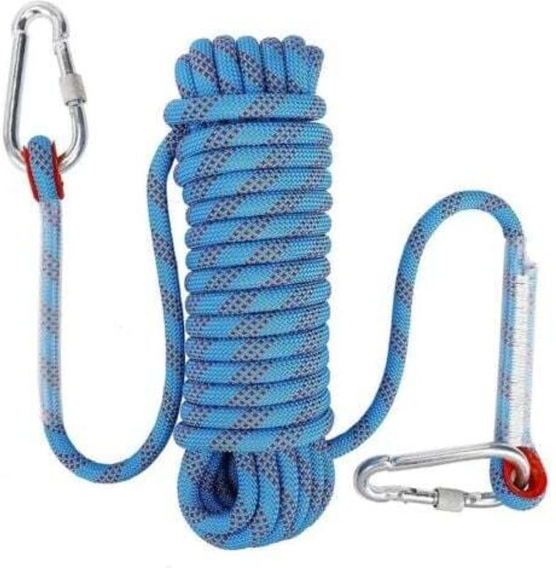 Thumbnail - Kletterseil mit statischem Sicherheitskarabiner, 10 mm, Polyester, Bergsteigerseil, Rettung zum Wandern, Bergsteigen, 10...
