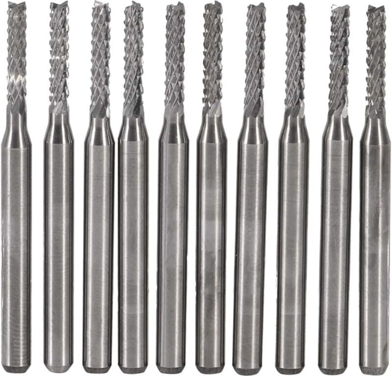 CNC-Fräser-Schaftfräser - 10-teilig, 2 mm, Hartmetall-Schaftfräser, Gravur-Bit-Set, Fräswerkzeug mit geradem Schaft, Sch...