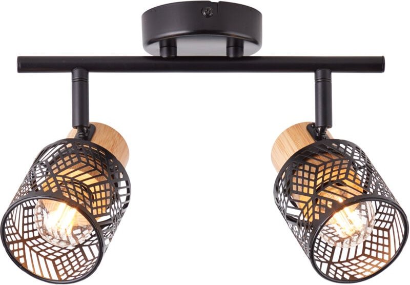 Brilliant - Lampe Santy Spotrohr 2flg schwarz/natur Metall/Textil braun 2x D45, E14, 42 w