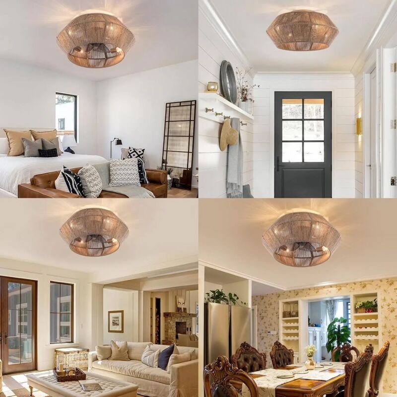 Indoor Deckenventilator mit Beleuchtung Deckenventilator mit 6 einstellbaren Geschwindigkeiten, 10-15㎡