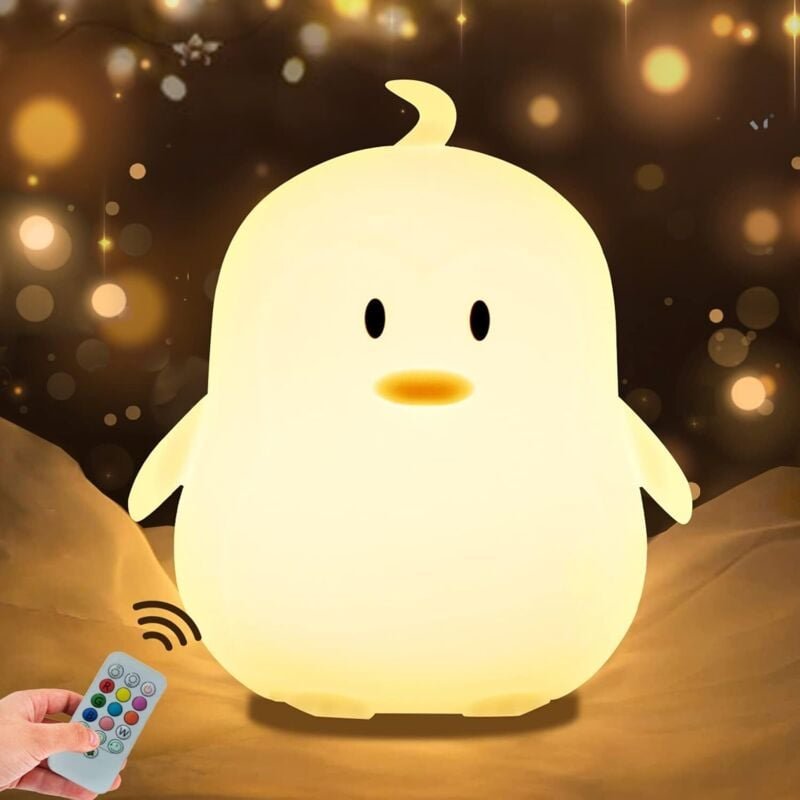 Pinguin-Nachtlicht für Kinder, Baby-Nachtlicht mit Farbwechsel und dimmbar, tragbar, klein, wiederaufladbar, mit Timer u...