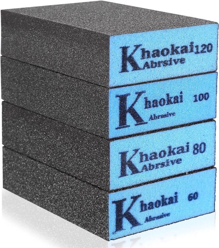4er-Pack Handschleifblöcke, Schleifschwammblöcke, grobe und feine Schleifpapierblöcke mit 60er, 80er, 100er, 120er Körnu...