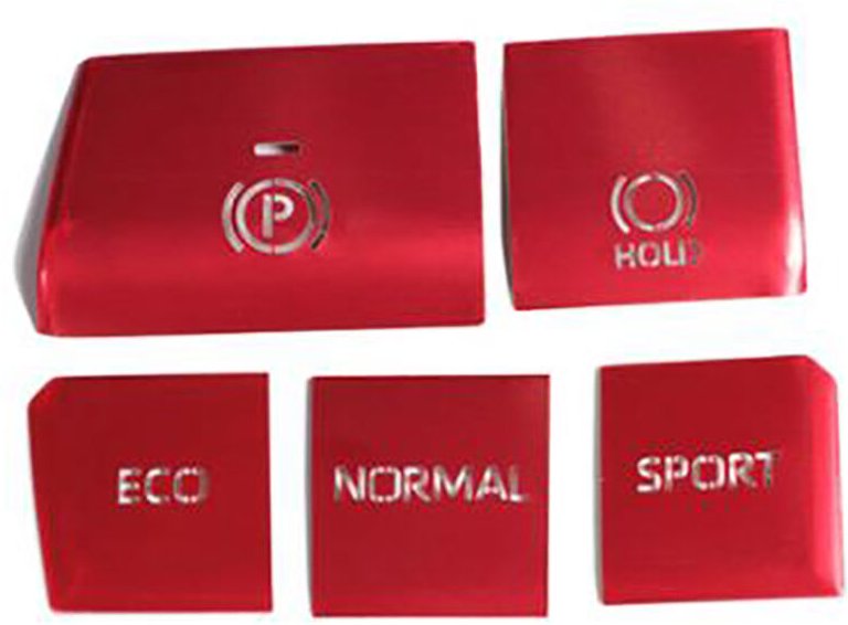 Tlily - Zentralsteuergerät Multimedia-Tastenabdeckung Zieraufkleber Pailletten für 2019 2020 2021 Zubehör, Rot, 5 stücke