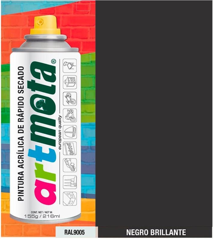 Thumbnail - Mota Herramientas - Glänzend Schwarz Spray RAL9005, 216ml Mota Werkzeuge 39900