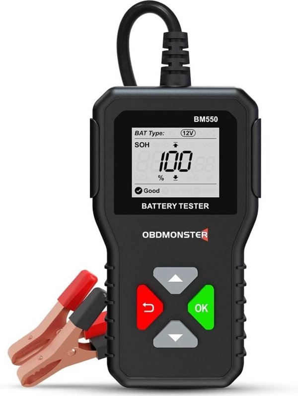 Aougo - Batterietester 6V 12V 24V, 100-2000 cca 2Ah-220Ah Kfz-Lichtmaschinentester Digitaler Batterieanalysator für