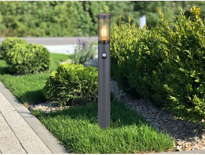 LED Wegeleuchte mit Bewegungsmelder in Anthrazit & Rauch, Höhe 80cm